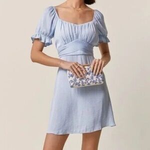 NWT XS blue mini dress with tie in the back